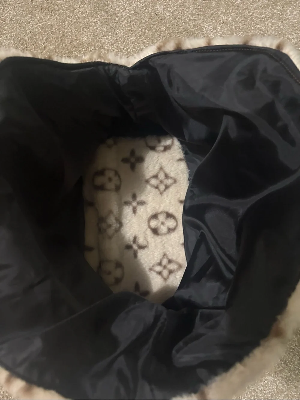 Pet Faux Fur tan Monogram Crossbody Bag